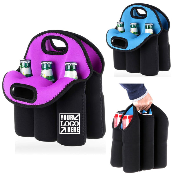 6 Pack Insulated Neoprene Wine Carrier Tote Bag