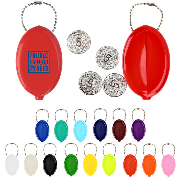 Classic Oval Rubber Coin Purse With Keychain