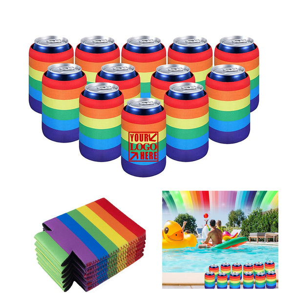 Rainbow Neoprene Can Cooler Sleeves