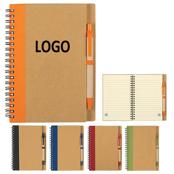 Recycled Spiral Notebook With A Pen 140 Pages