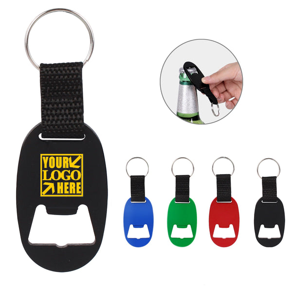 Oval Metal Beer Bottle Opener Keychain