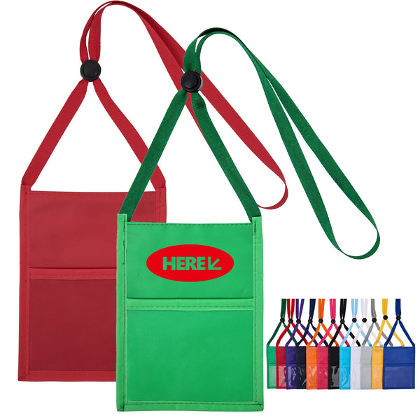 Pouch Wallet With Lanyard W/Back Zipper And Phone Holder