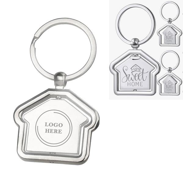 House Shaped Rotational Metal Keychain
