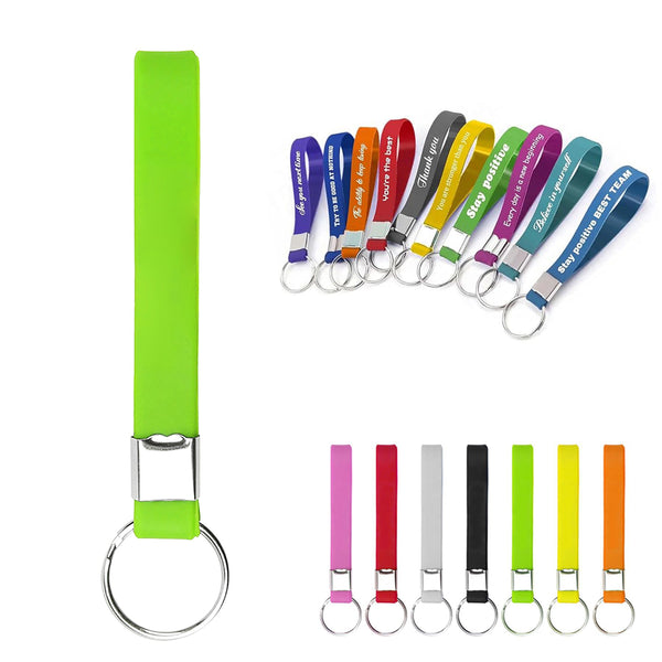 Screen Printed Silicone Wristband Keychain