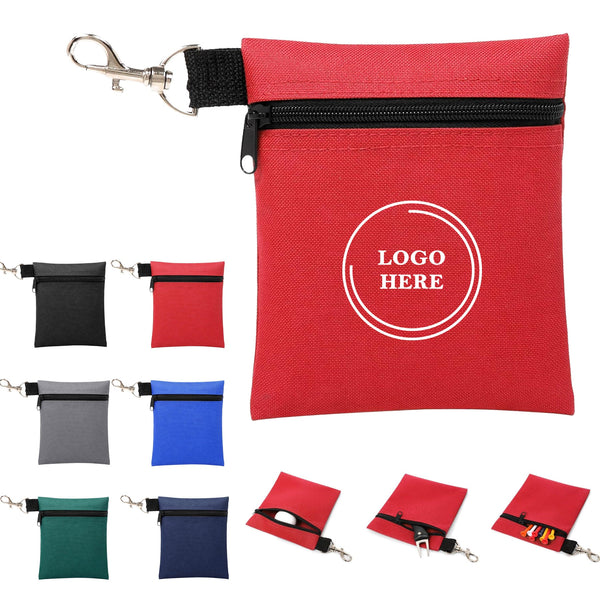 Professional Zipper Golf Tee Pouch With Carabiner