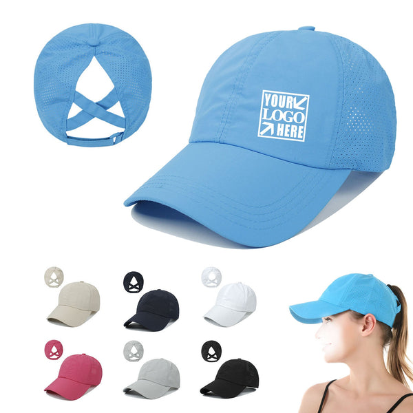 Womens Criss Cross Ponytail Baseball Cap